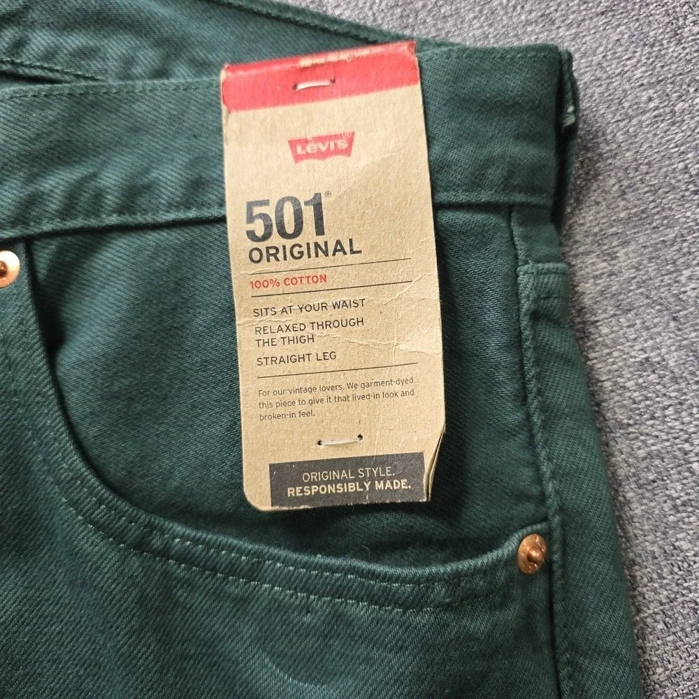 Levis 501 Original Fit Jeans Green 38x32 Straight Leg Button Fly Mens NWT